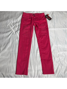 Girls Real Love Distressed Skinny Jeans Pink Size 16